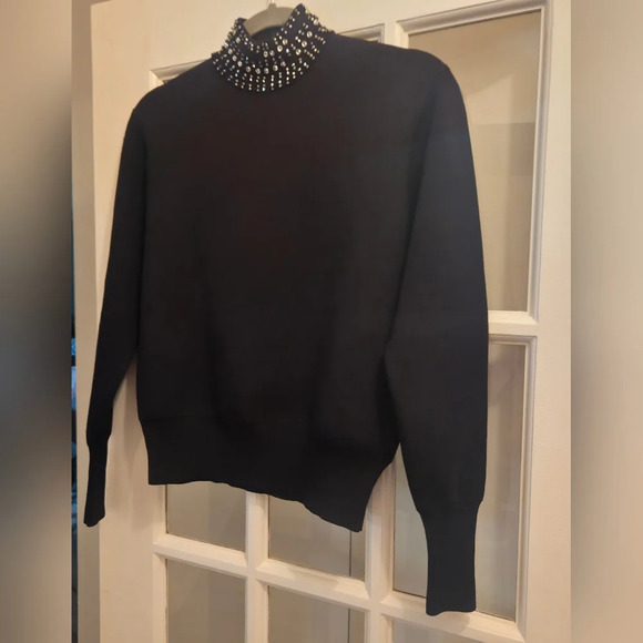 Aleeza Chic Black Turtleneck Sweater Majestic & Beaded - Picture 3 of 10
